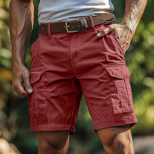 Image of Mens Hiking Cargo Shorts Baggy Lightweight Casual Twill Shorts Summer Outdoor Work Breathable Short Multi Pockets
