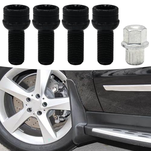 Image of 14mm M14 4+1 Wheel Bolts Locking Lug Nut Set with Key Replacement for MK4 B5 1998-2005, Replaces 8D0601139F