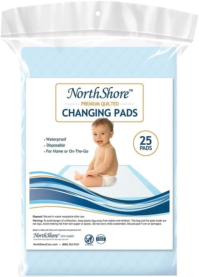 NorthShorePremium Quilted 17 x 24, 8 oz. Baby Changing Pads, Small, Pack/25
