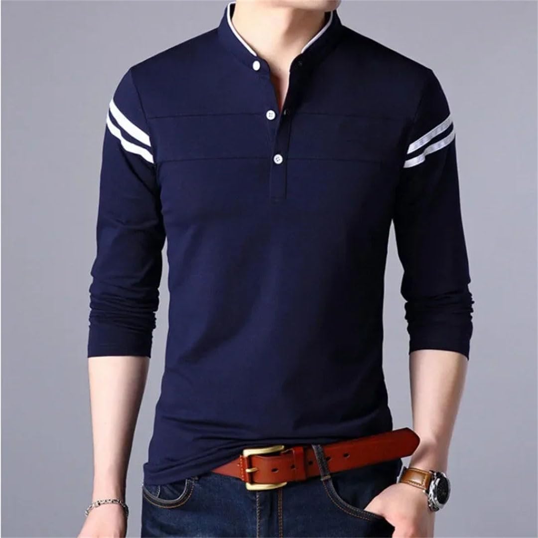 Camiseta polo de manga larga para hombre, lisa, unicolor, Harajuku, ropa de calle