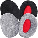 SATINIOR 2 Pairs Ear Covers Bandless Earmuffs Ear Warmers Winter for Women Men Outdoors, M(Black, Medium Gray,Thick Fleece)
