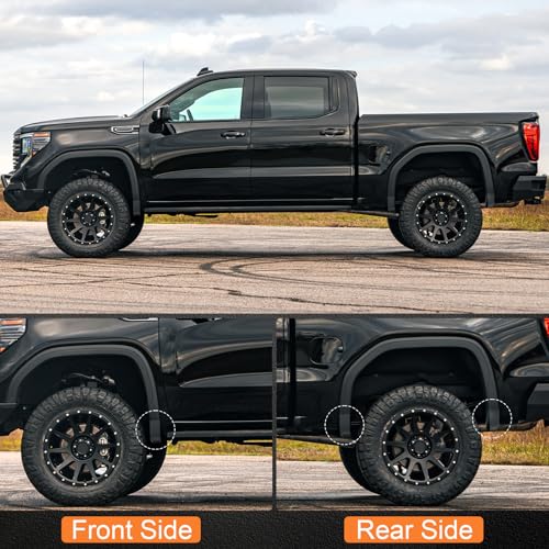 Image of Mud Flap Delete Compatible with 2019-2025 GMC Sierra 1500 Heavy Duty ABS Front and Rear Replacement Kit Increased Tire Clearance (Not fit AT4X AEV Models)