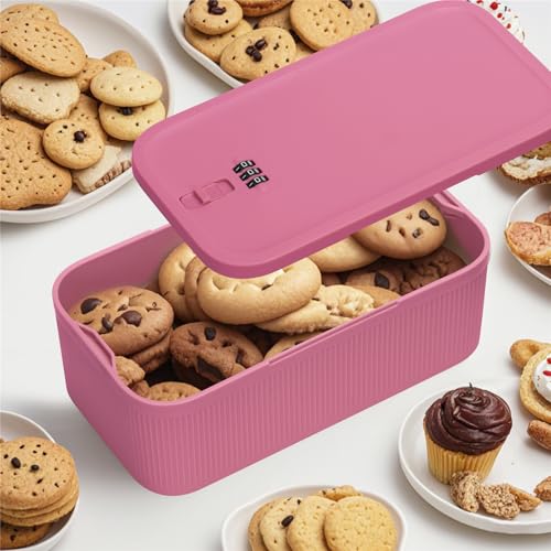 Image of SANIDIKA Lockable Storage Box, Locking Medicine Box, Cell Phone Locked Jail, Food Medical Lockbox, Containers Bin for Personal Refrigerator Home Office Organization Travel Gift,9.25 x 5 x 3.6 (Berry)