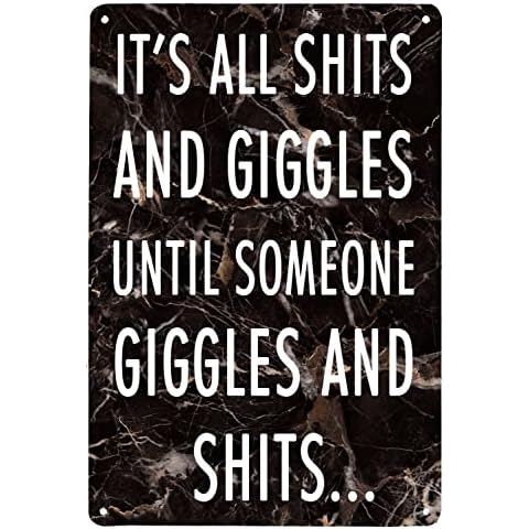 szumfen Funny Metal Signs It's All Shits And Giggles For Garage Man Cave Bar Bedroom Sign Wall Decor Tin Signs 8inchx12inch (Black) Cover