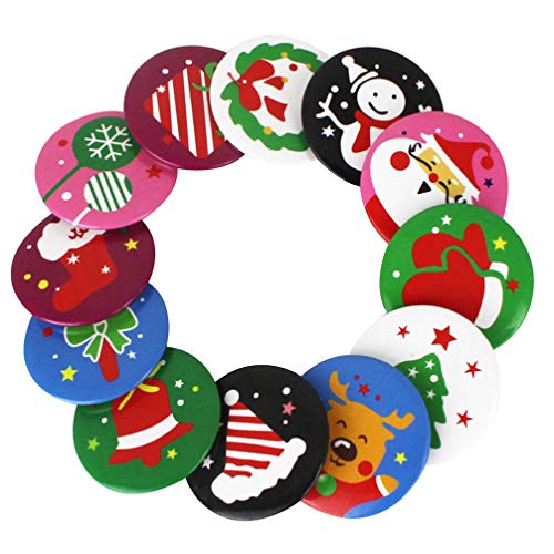 EXCEART - Christmas Tinplate Badge Cartoon Brooch Holiday Pins for Clothes Party Favors 1.57 Inch Metal Button Accessories (Random Style)