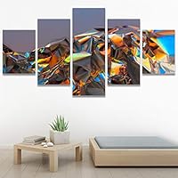 SIGNWIN 5 Panel Canvas Wall Art Holographic Patterns for Home Decorations Ready to Hang - 60