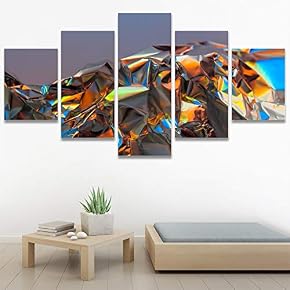 SIGNWIN 5 Panel Canvas Wall Art Holographic Patterns...