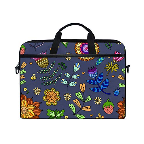 FANTAZIO Maletín bandolera para laptop de 14 pulgadas y 15 pulgadas, diseño de plantas de colores fluorescentes, multicolor, 11x15 in