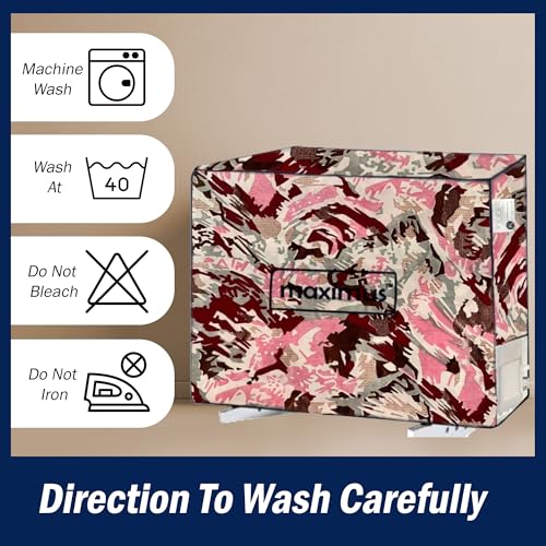 Image of Digital Print Split AC Cover Set for 1.5 Ton Indoor & Outdoor Units - Dustproof & Water Resistant Protection (Pink Red)