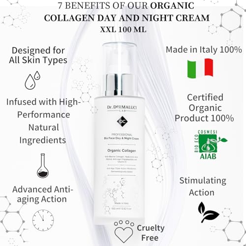 Hyaluronic Acid Face Moisturiser 100ml Collagen, Retinol, Vitamin E, Oligopeptides, Aloe Vera, Jojoba Oil |Anti-Wrinkle Organic Cream for Women/Men |BIO Natural Anti-Ageing Skincare |Day/Night | Italy - Image 4