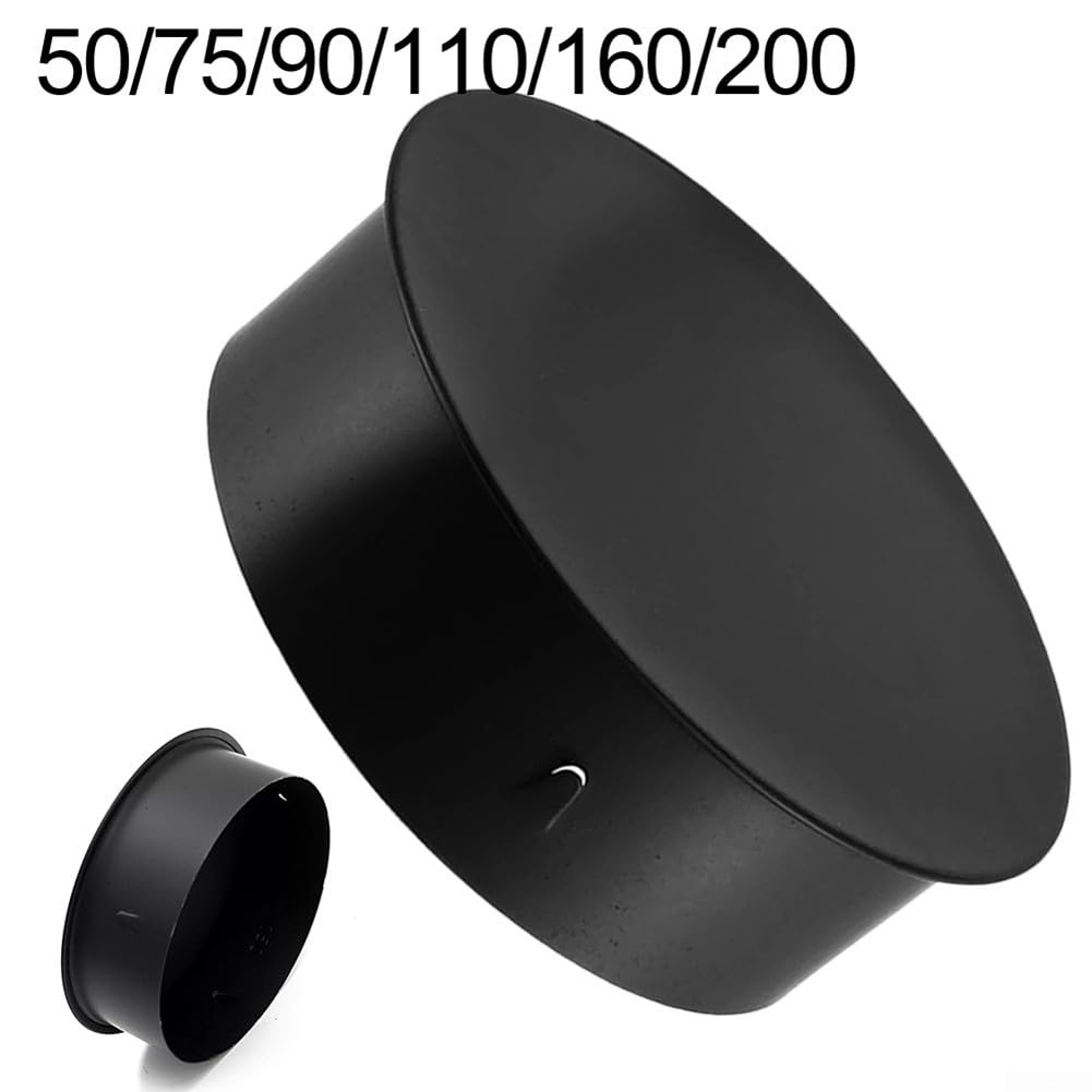 Eawfgtuw Tappo per tubo della stufa, copertura per foro del camino in acciaio inossidabile, resistente al calore, tappo per canna fumaria isolato, nero (160 mm)