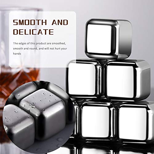 Metalen ijsblokjes, ZoneYan roestvrij stalen ijsblokjes, Herbruikbare ijsblokjes staal, RVS Whisky Stones ijsblokjes… - Afbeelding 3