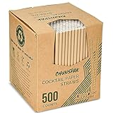 [500 Counts] Chunspak 5.75 inch Disposable Brown Kraft Short Paper Cocktail Straws & Stirring Straws - for Home, Bars and Restaurants