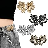 YAWYO 4 Pares de Pinzas para tensar la Cintura, Pinzas Ajustables para Pantalones, sin Costuras, Accesorios para Jeans, Faldas y Mangas Sueltas.