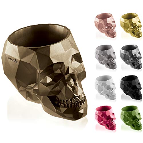 concrette Macetero de Cemento, Maceta de hormigón, cráneo, de bajo Polo, diámetro de 5 cm, diámetro de 7,6 cm, diámetro de 11 cm, diámetro de 24 cm, 17 Colores Cover