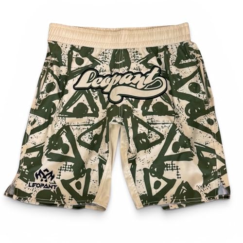 Leopant Shorts Herren Kurze Sporthose für Fitness Running Boxen MMA Grappling Muay Thai Kickboxen BJJ Kampfsport Combat Training & Freizeit 4-Way Stretch Leicht & Bewegungsfrei