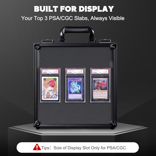 Image of Kabinka Graded Card Case, Aluminum Alloy Graded Card Storage Box | Holds 140 Card Slabs, Sports Trading Card Case with TSA Combination Lock, Fits PSA /CSG /CGC /SGC /BGS, Black