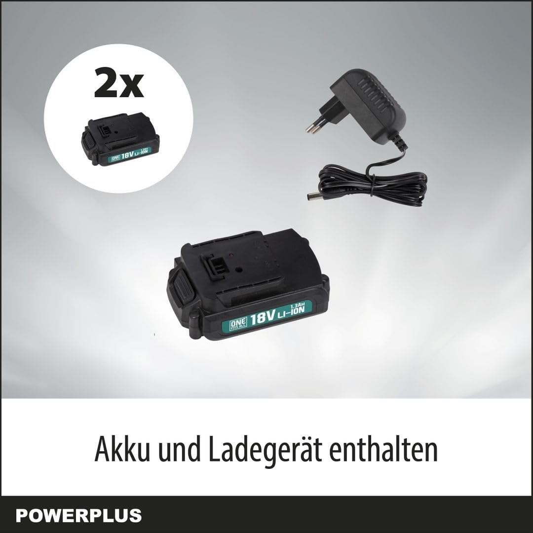 POWER plus POWESET1 POWERPLUS POWESET1-Taladro/atornillador 18v 2bat + 153 accesorios, 24 W, 18 V, giallo/nero
