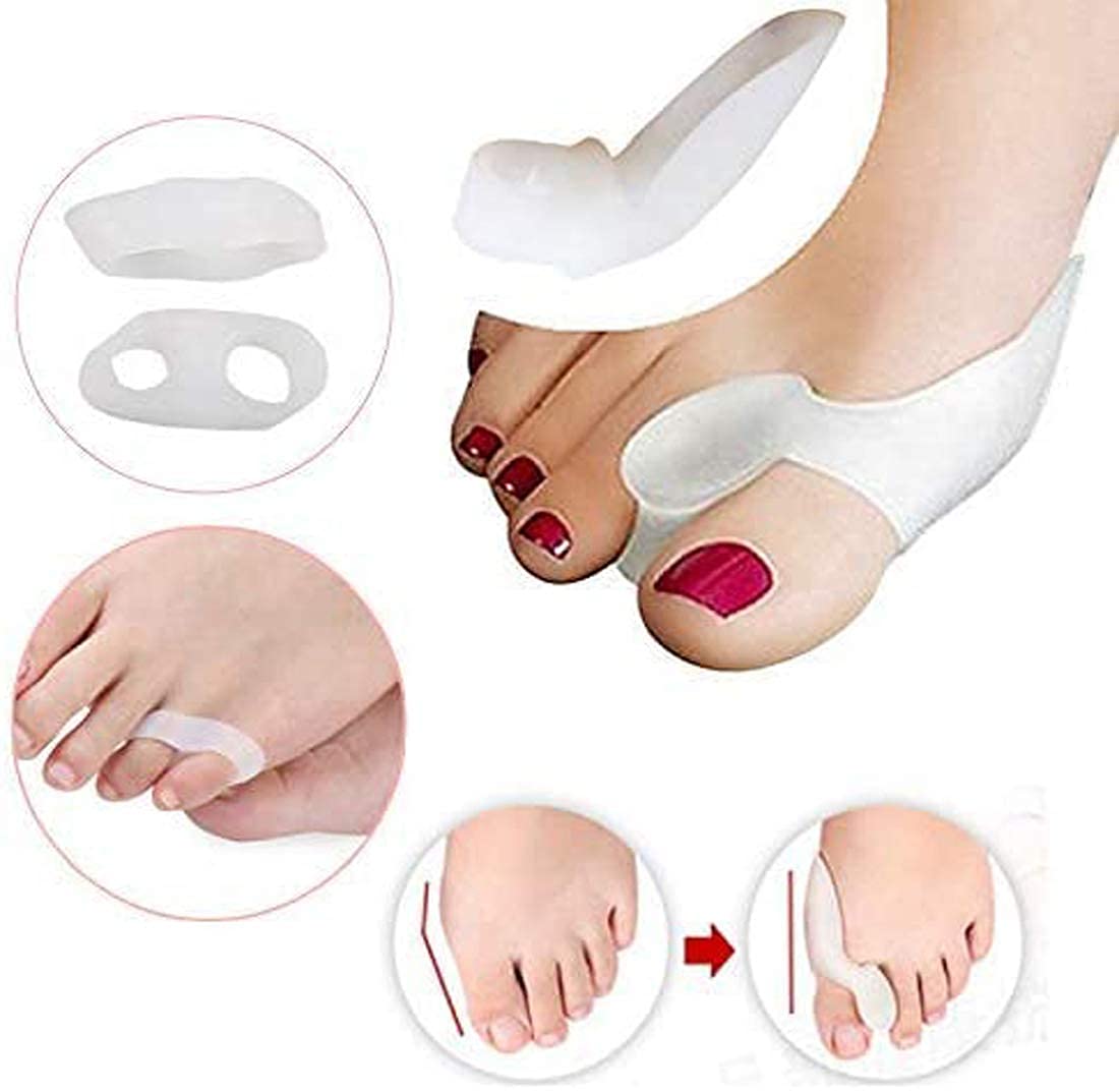 2 Paia di Separatori per Dita dei Piedi, correttori per Dita dei Piedi, Sollievo dall'alluce valgo, Gel di Silicone per Uomini e Donne, Cuscinetti in Gel per Un rapido so