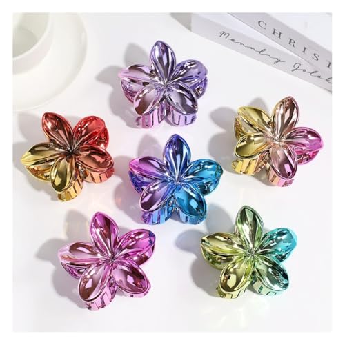 Waltonalice Lot de 6 pinces à cheveux en forme de fleur pour femme - Petite pince à cheveux hawaïenne - Multicolore - Pour mariage, plage, fête, piscine, vacances - 9#