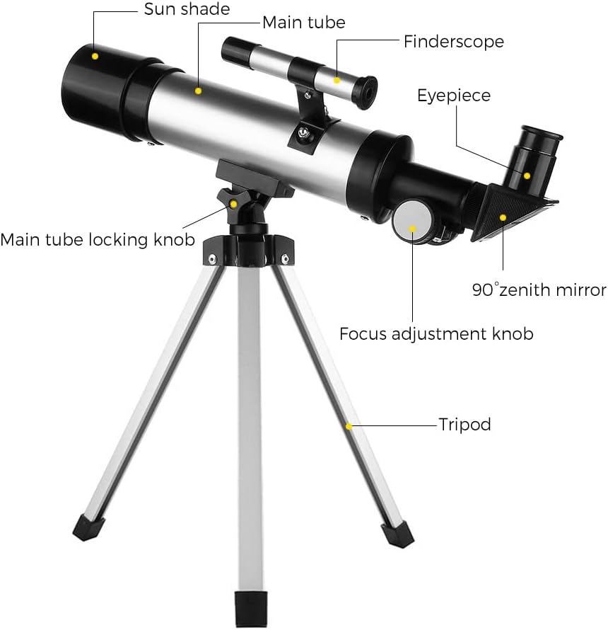 Astronomical Telescope for Kids and Beginners 90X Magnification Telescope with Finder Scope 2 Eyepieces and Tod