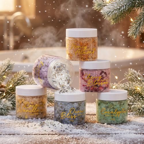 LILY ROY for Women - 15 Pcs Luxurious Spa Gift Set Bath and Body Gift Set for Mom Dad | Perfect Valentines Day, Christmas, Birthday Gifts with 6 x 150g Bath Salt 6 x 100g Bath Bomb for Women