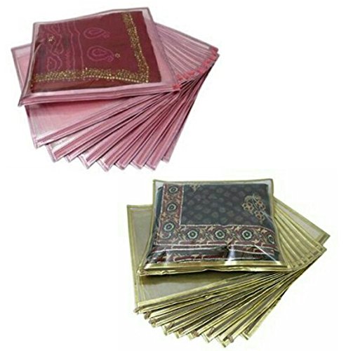 Photo de INDIA MADE Ridhi & Sidhi 5194 Lot de 20 housses pour sari Doré et rose, multicolore, taille unique