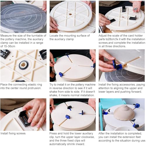Braçadeira de mesa giratória de cerâmica ajustável, roda de escultura de mesa giratória de reparo de