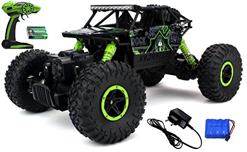 Image of Kids Choice Rock Crawler 1:18 Scale 4Wd 2.4 Ghz 4X4 Rally Car Rc Monster Truck Kids Play Toys, Green