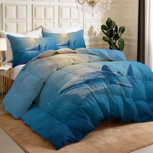 Edredón suave azul de microfibra con fundas de almohada de 80x80 6