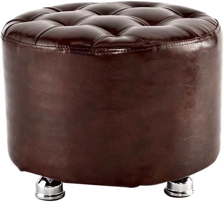 JMTLLSFD Sofa Stool, Solid Color Living Room Shoe Bench Home Leather Footrest Dressing Stool Solid Wood Ottoman 40×30cm (Color : Brown)