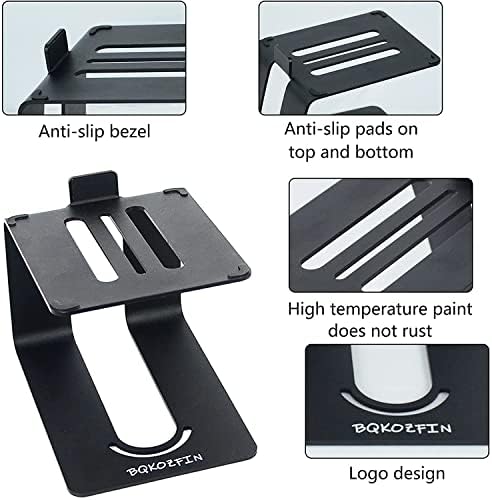 BQKOZFIN Metal Desktop Speaker Stands, Universal Desk Stand for Small, Medium Bookshelf Computer Speakers, Black (1 Pair)