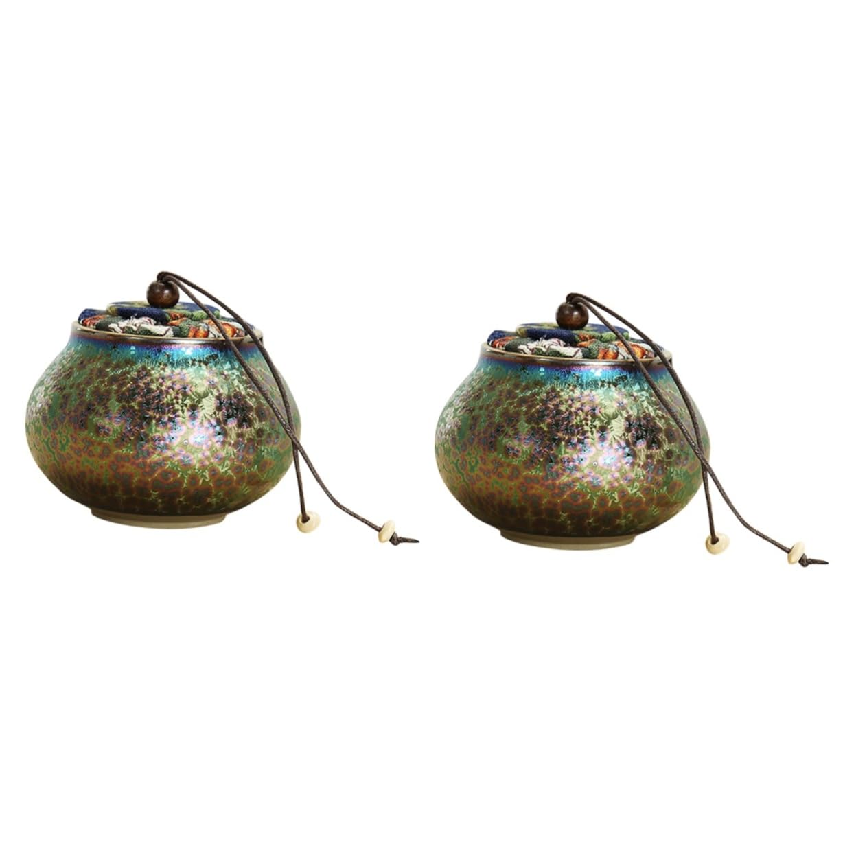 XYIANG 2pcs Salt Bottles Tea Leaf jar Porcelain Food Storage jar Tea Storage Container Pump Spices jar Green Tea tin Ceramic Spaghetti jar Sealed Tea Pantry jar Cloth Ceramics can