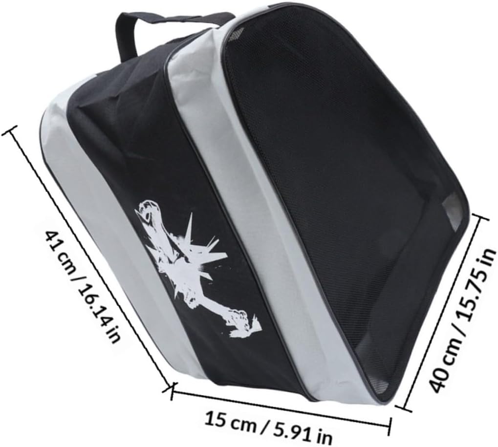 Ice Skate Bag and Roller Skate Pouch Triangle Portable Storage Case with Shoulder Strap Wear-resistant Black for Adults and Protective Cover
