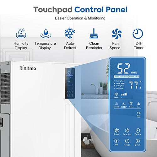 RINKMO Commercial Dehumidifier 296 PPD, Large Industrial Water Damage Restoration Dehumidifier with Garden Hose for Warehouse Drying, Basement & Job Sites - Up to 37 Gallons Water Removal per Day