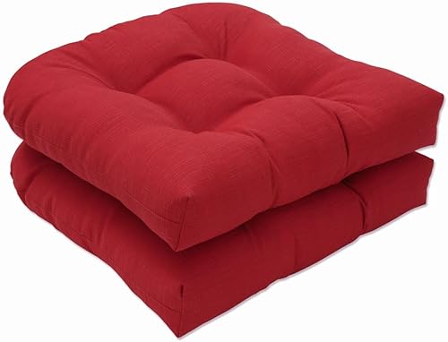 Pillow Perfect Monti Chino - Cojín de mimbre sólido para asiento de patio para interiores y exteriores, reversible, resistente a la intemperie y a