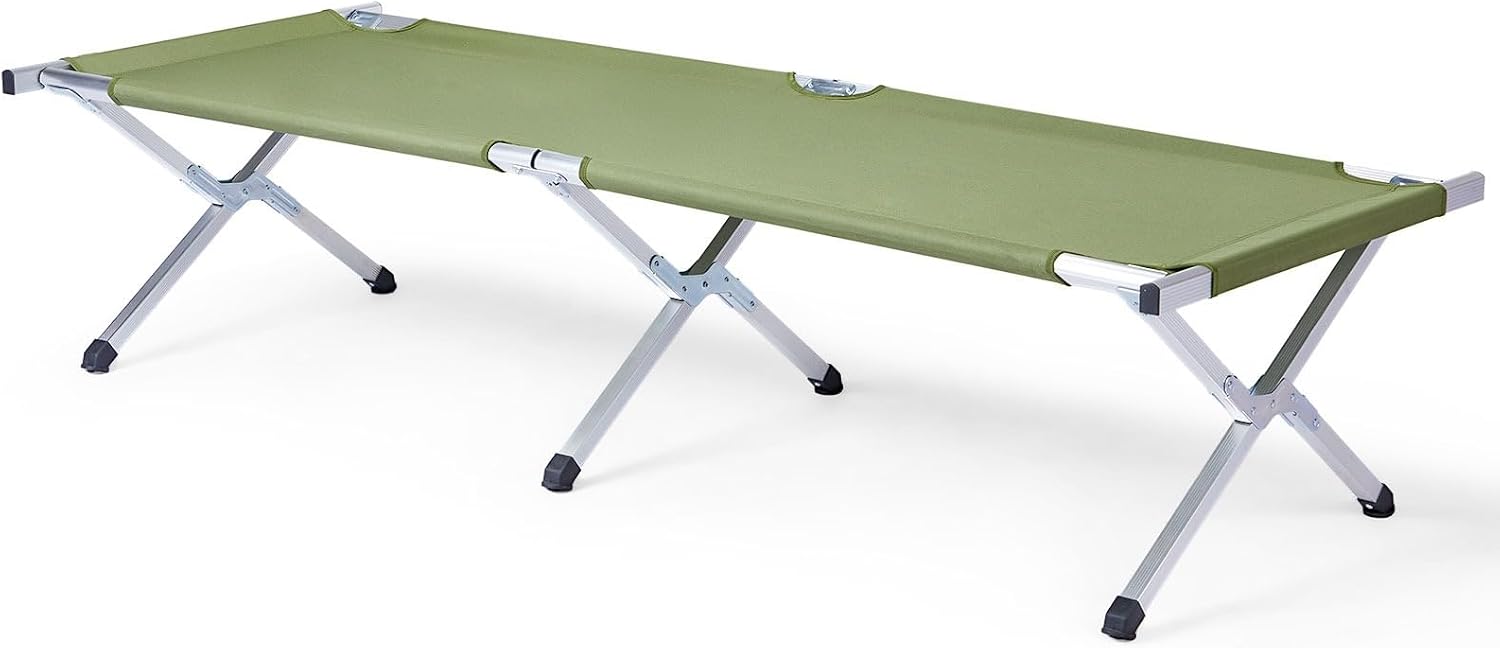 Portable Folding Camping Cot, Aluminum Frame Oxford Cloth Lightweight Sturdy Waterproof Wear-Resistant Foldable Outdoor Sleeping Bed for Camping Hiking Office Nap Emergency Travel