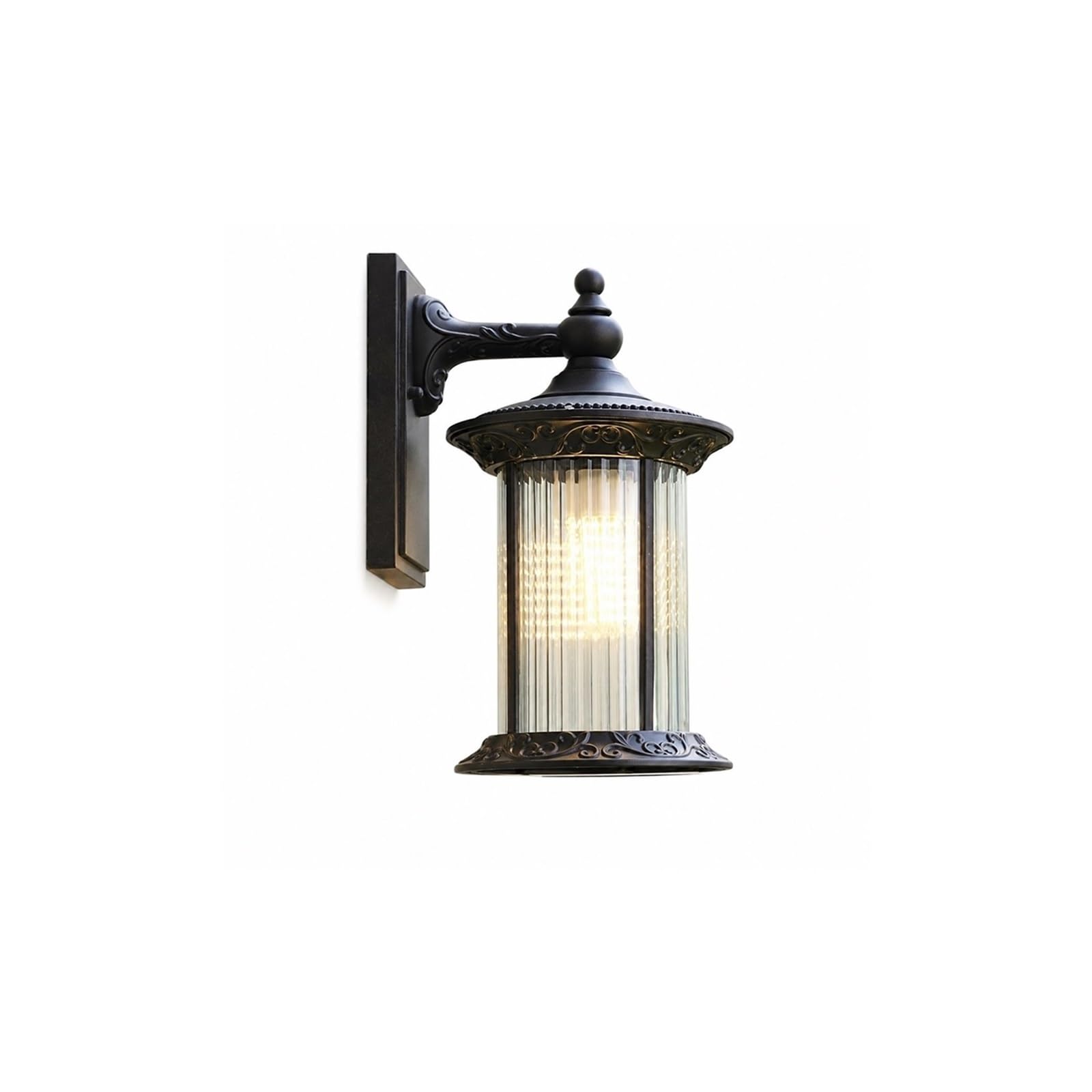 OZBMA Coffee Gold European Style Outdoor Wall Light, E27 Lantern, IP65 Waterproof Die-Cast Aluminum Exterior Sconce with Glass Shade, Porch Lighting Fixtures for Patio Threshold