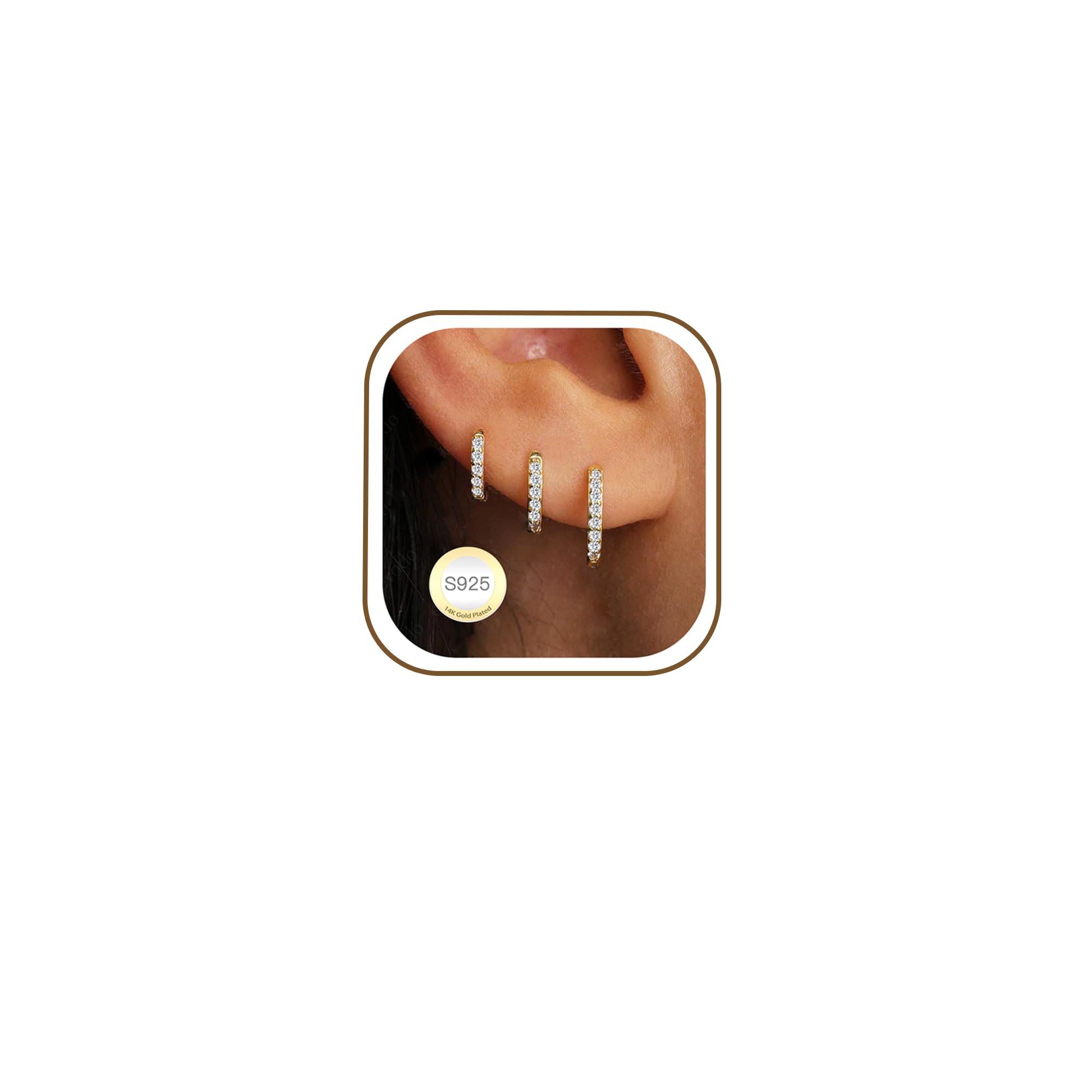 Rajputana 3 Paia Orecchini Donna Argento Orecchini Anallergici Donna Oro Small Silver Huggie Hoop Earring Set Orecchino a Cerchio Piccoli per Fori Multipli