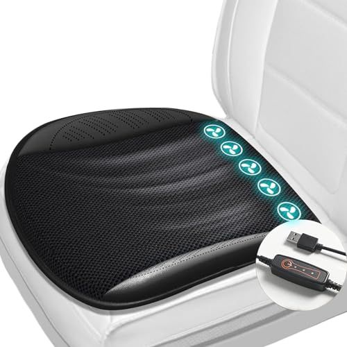 LGNORA Cooling Car Seat Cushion Ventilated Car Seat Cover Breathable Car Seat Cooling Pad with USB Cable Car Seat Protector for Car Seat Home Office Chair (BLACK)