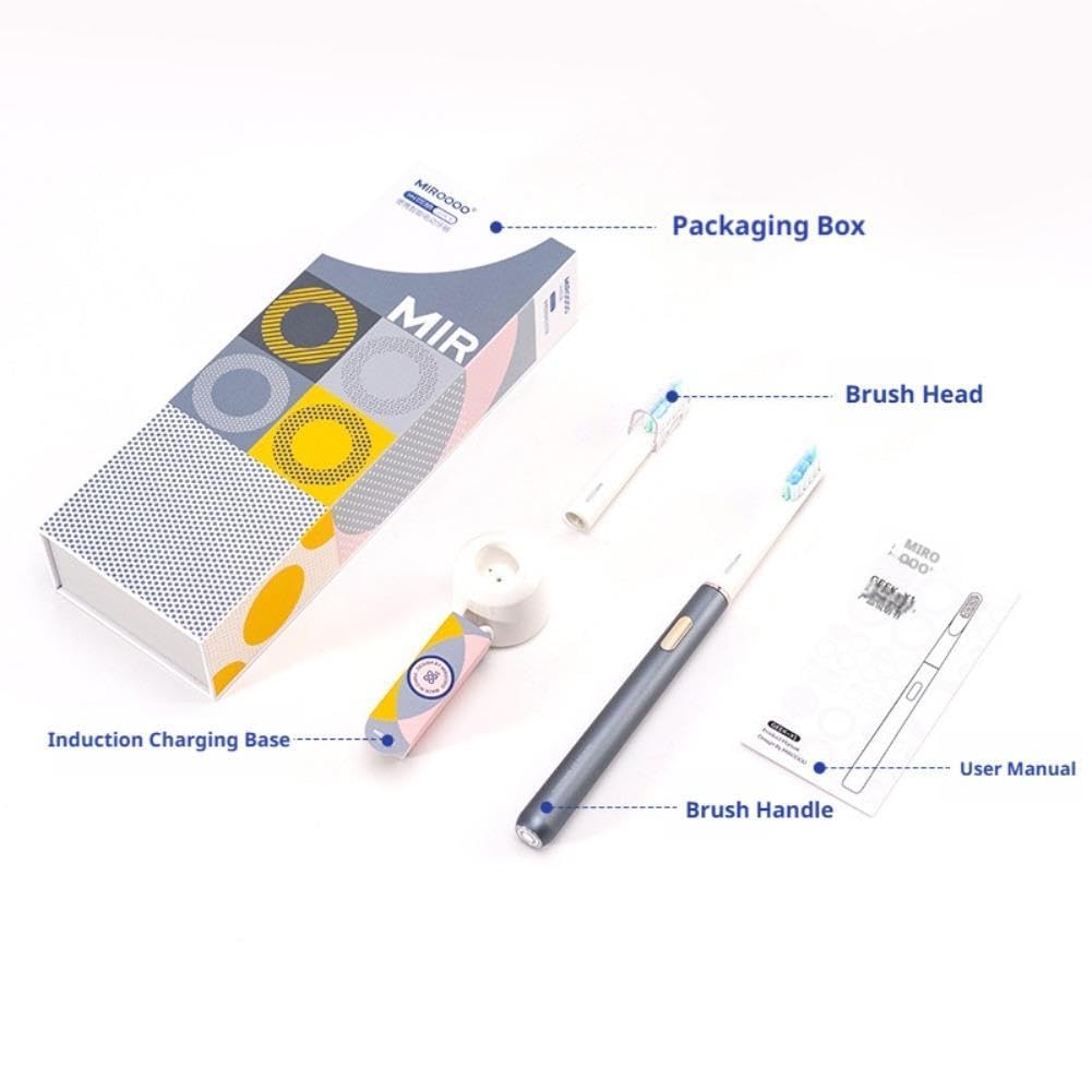 Spazzolino elettrico, micro-vibrazioni delicate con 3 modalità e timer intelligente, durata della batteria di 2 mesi, con supporto di ricarica, set da viaggio impermeabile per casa, viaggi di lavoro e