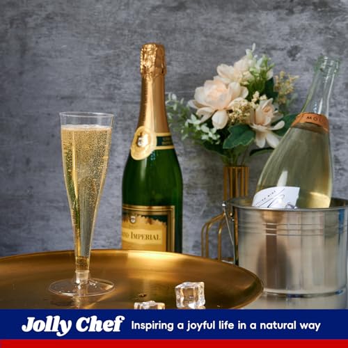 JOLLY CHEF 50 Pack Plastic Champagne Flutes Disposable 4.5 oz Clear Plastic Champagne Glasses Perfect for Wedding, Thanksgiving Day, Christmas - Thumbnail 4