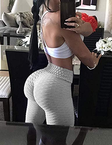 Calça legging feminina Fitnery de cintura alta texturizada para ioga, franzida e levantamento de bum