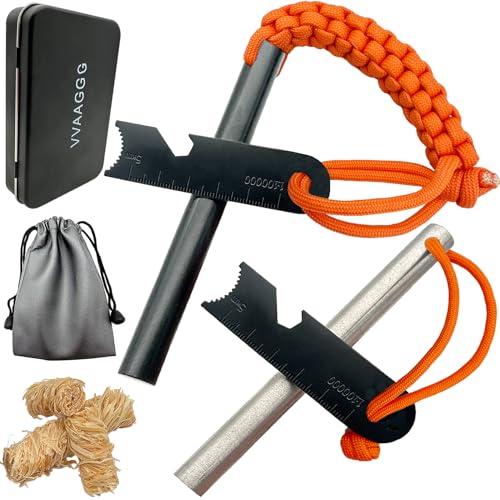 VVAAGG Kit de iniciante de pedra de magnésio e fogo, ferramenta de arranque de fogo de sílex com alç