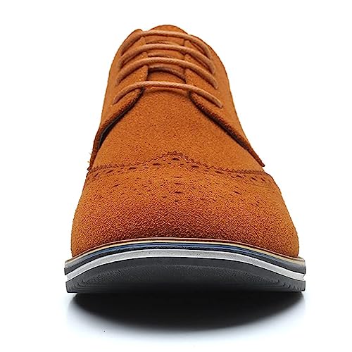 Image of Men's Suede Lace Up Brogue Oxford Shoes,Flats Wing Tips Business Dress Shoe Classic Retro Comfortable Casual Shoe