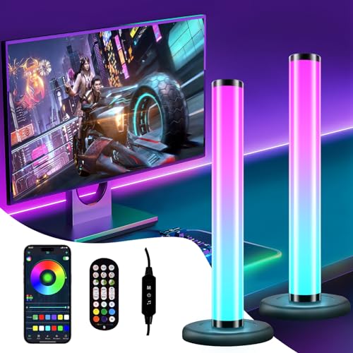 Hafeehoo Gaming RGB Lights LED Smart Light Bar Multiple Color Sync with Music Lamp Accessoire Decor Ambient for Festival Game TV Backlight Room PC Party (33.5cm, 3 Control APP Remote Button)