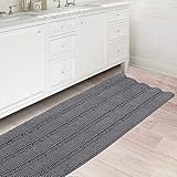 Bath Rugs Ultra Thick and Soft Texture Bath Mat Chenille Plush Striped Floor Mats Hand Tufted Bath...