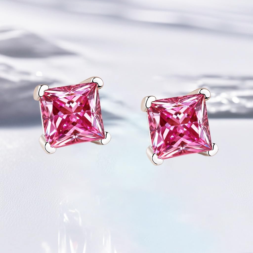 Moissanite Stud Earrings for Women, 0.8-2ct D Color, VVS1 Clarity, White Gold-Plated 925 Sterling Silver Stud Earrings, Anniversary Birthday for Women Men - Image 4