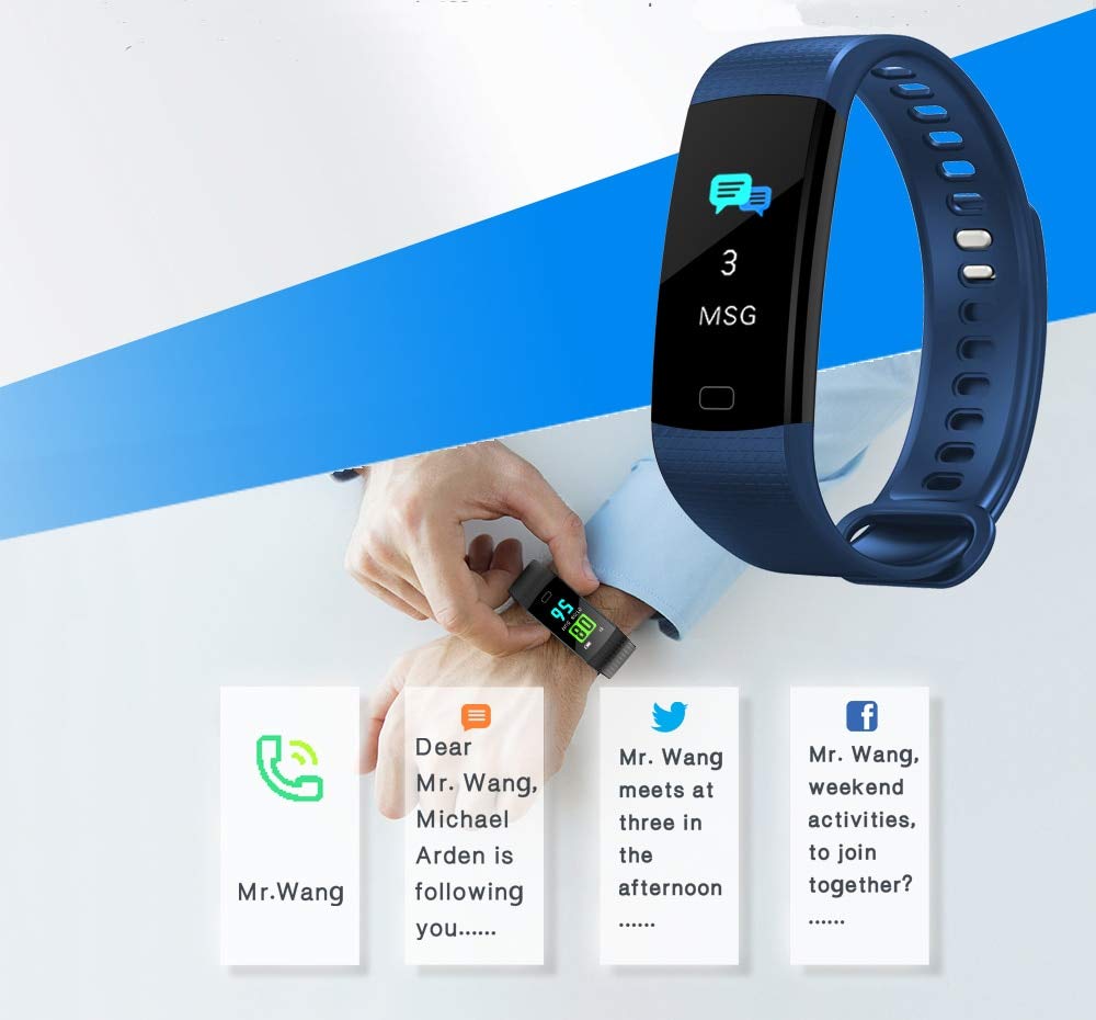 KANBUN Bluetooth inteligentna bransoletka kolorowy ekran Y5 Smartband pulsometr pomiar ciśnienia krwi fitness tracker inteligentny zegarek męski