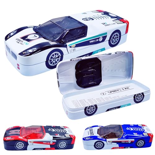 Image of FunBlast Metal Car Pencil Box for Kids, Double Layer Metal Pencil Case for Kids Boys, Stationery Organizer Box, Pen & Pencil Box for School Students, Return Gifts for Children (Color May Vary)